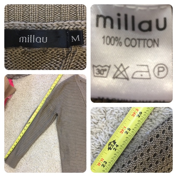 LF Millau sage green oversized deep v neck cable knit cotton sweater - Picture 5 of 5